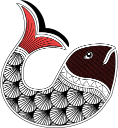 Madhubani Fish Motif With Stylized Geometric Scales And Red-Toned Accents From Mithila_India